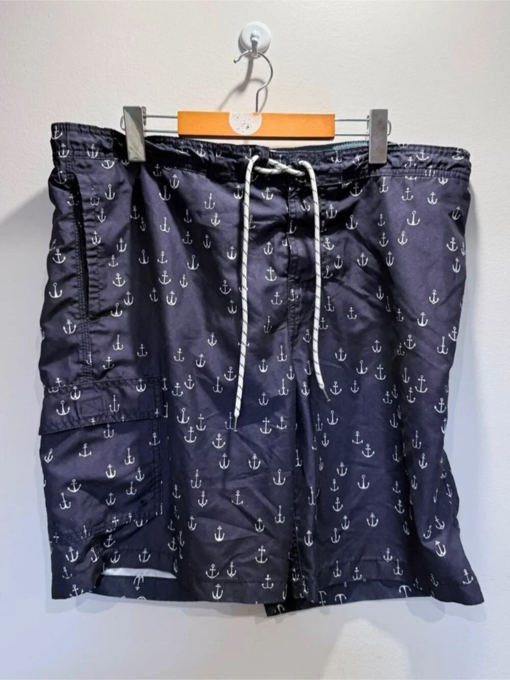 Goodfellow & Co Navy Anchor Print Swim Trunks Shorts Men’s Large